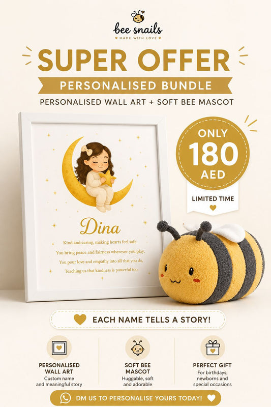 BUNDLE OFFER: PERSONALISED WALL ART POSTER + BEE MASCOT